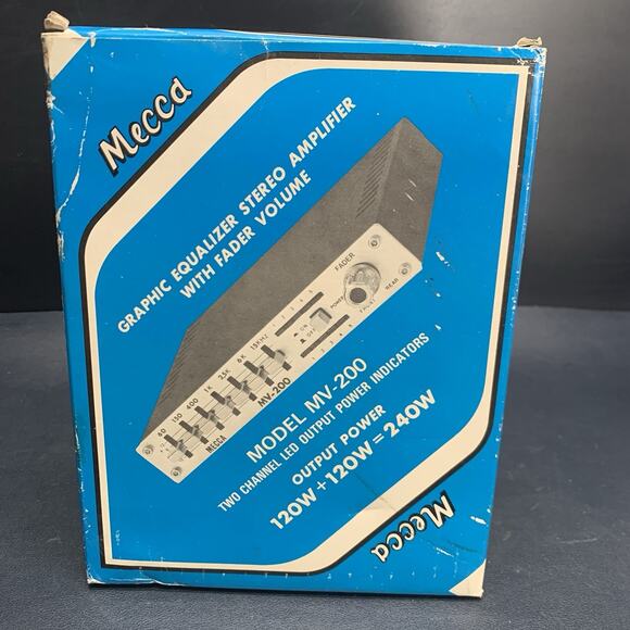 Vintage Mecca Graphic Equalizer Stereo Amplifier Fader Volume Model MV-200 NOS - Picture 9 of 9